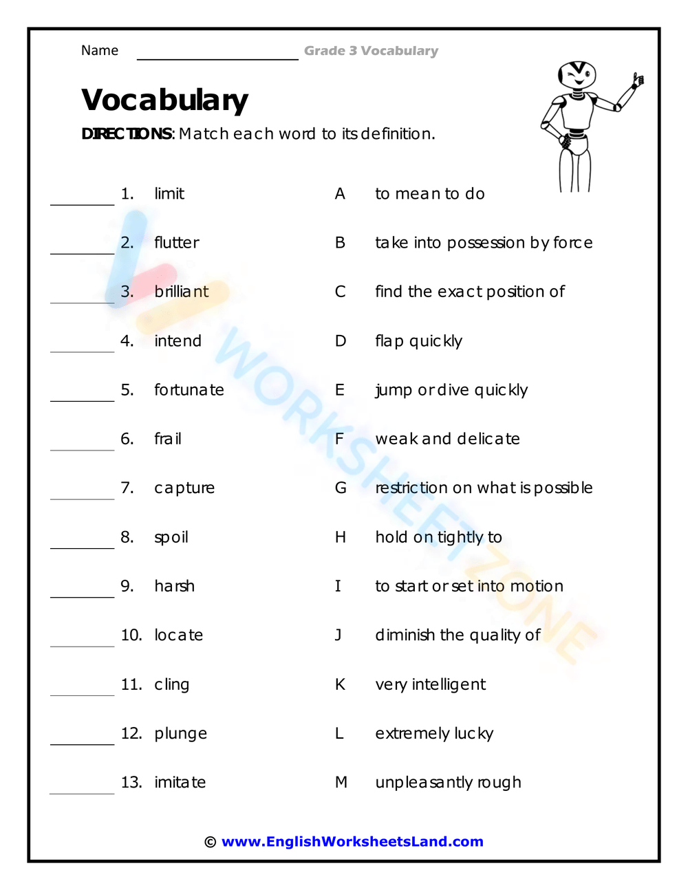 Vocabulary Worksheets Worksheets Library