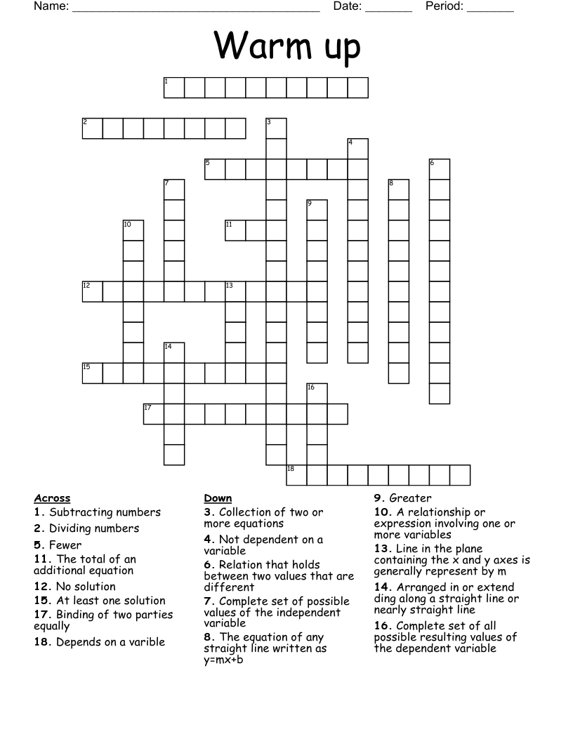 Warm Up Crossword WordMint Warm Up Crossword WordMint