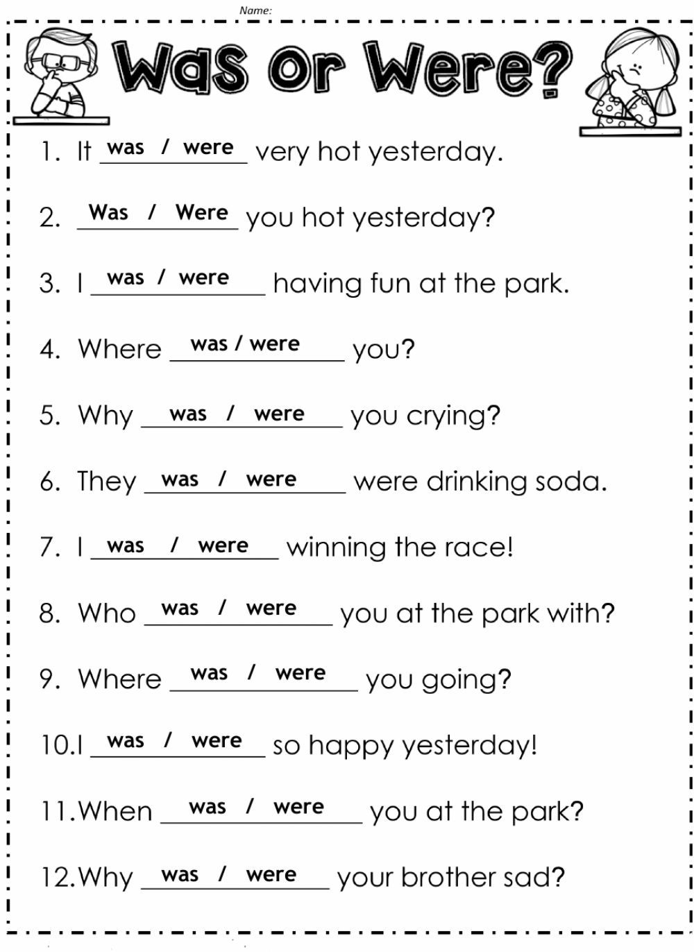 Was Or Were Online Exercise