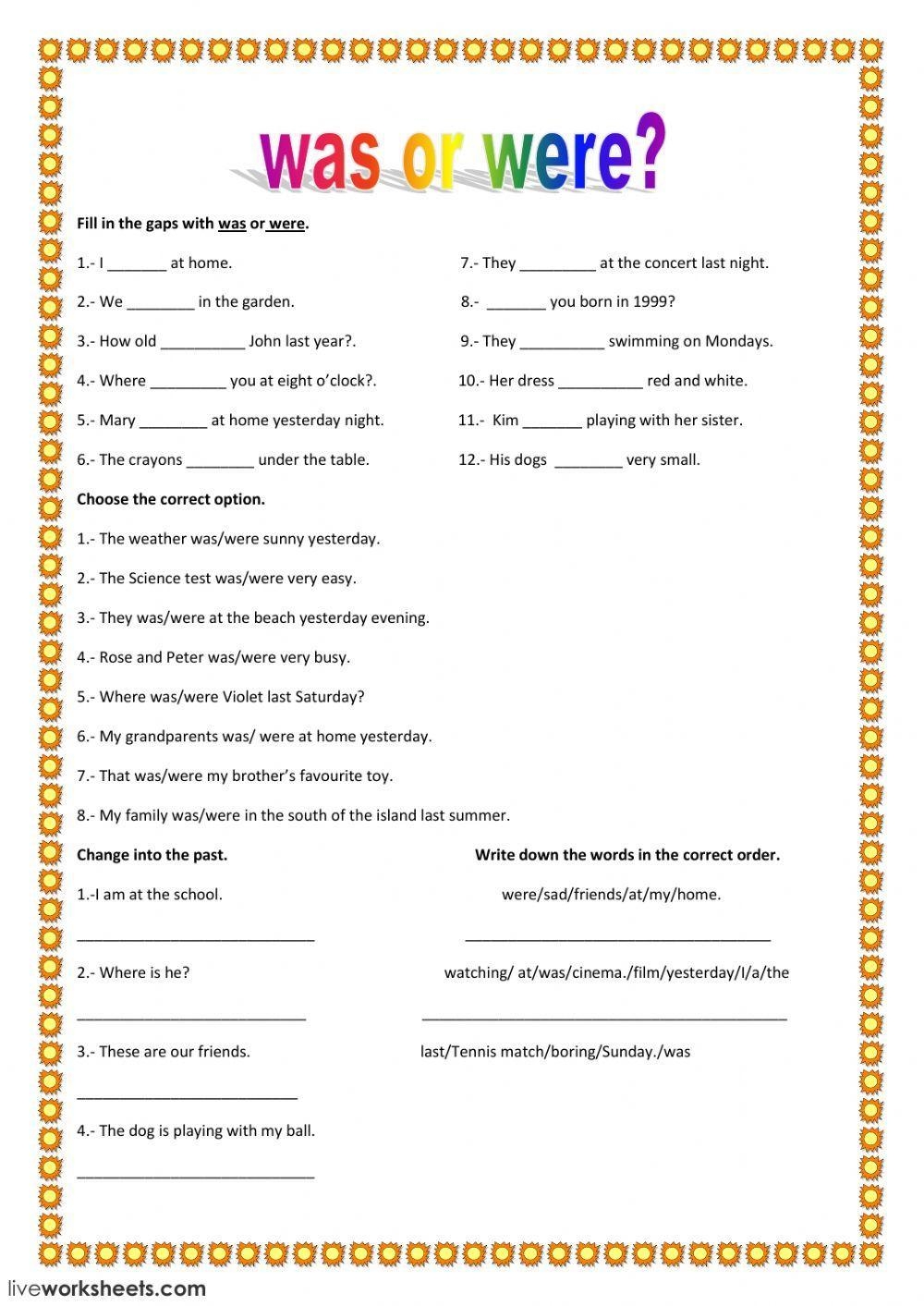 Was were Worksheet Worksheets Library