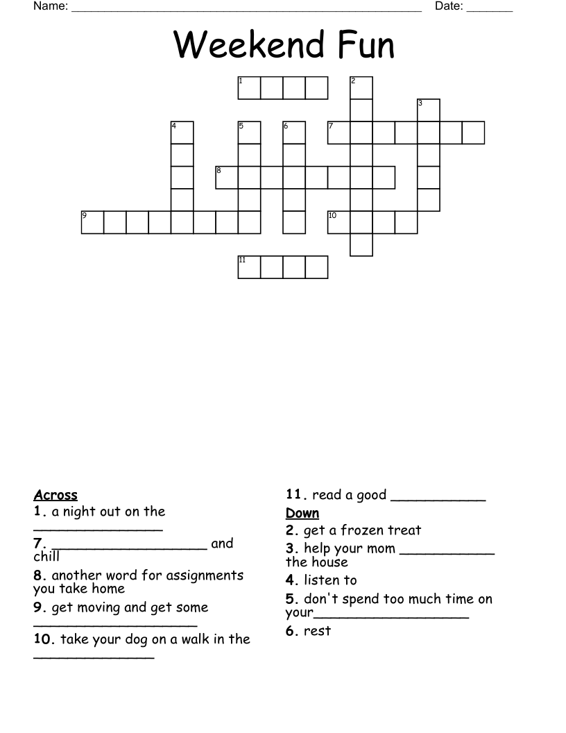 Weekend Fun Crossword WordMint