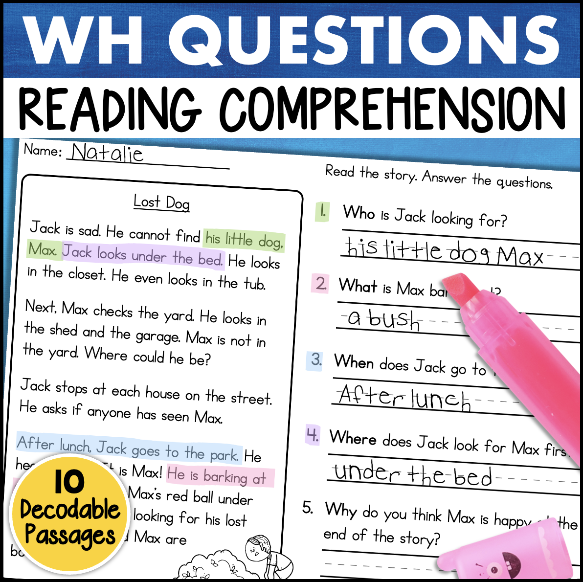 WH Questions Reading Comprehension Short Stories With Comprehension Questions Made By Teachers