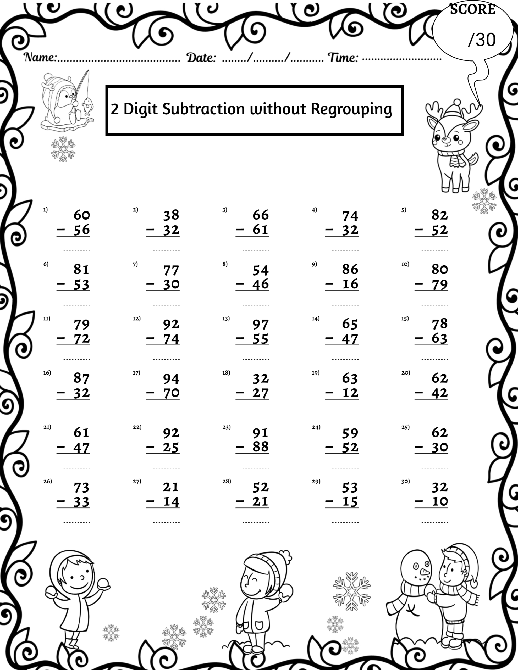 subtraction without regrouping worksheets subtraction without regrouping worksheets