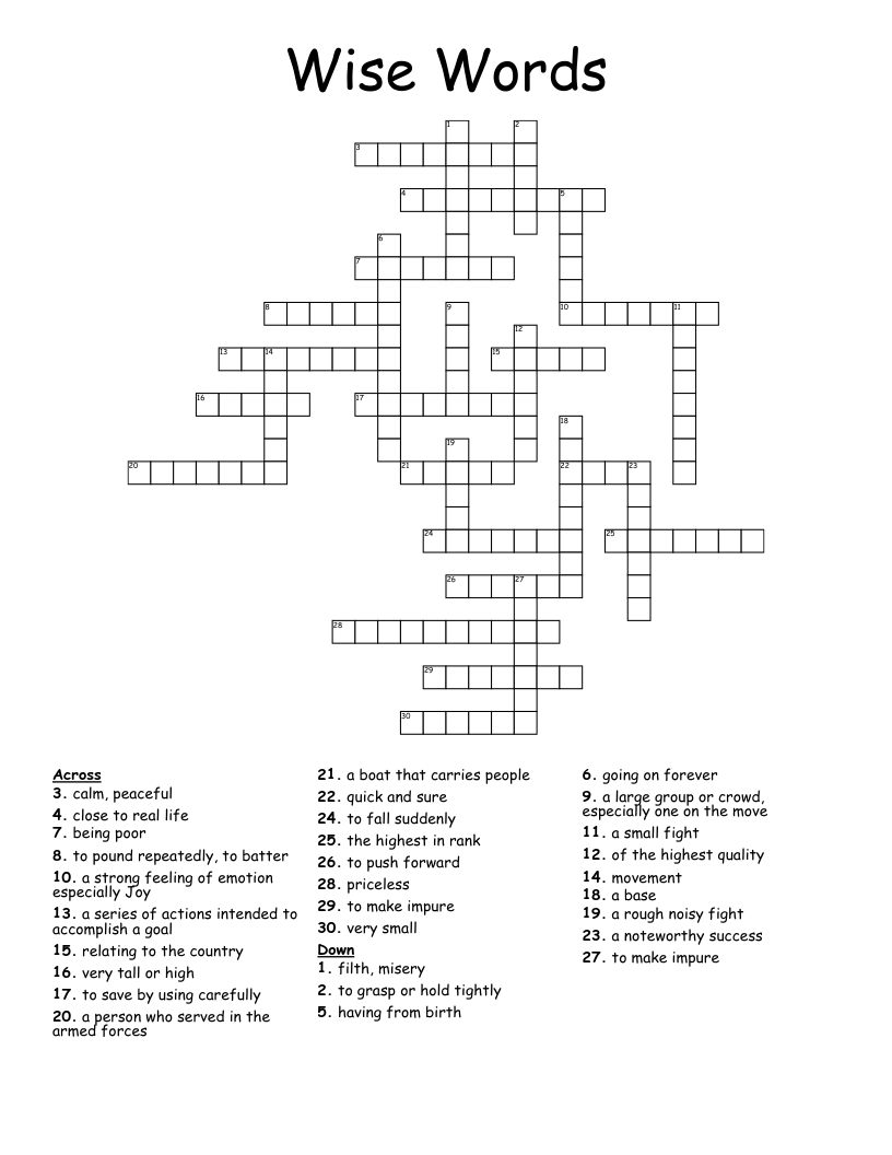 Wise Words Crossword WordMint