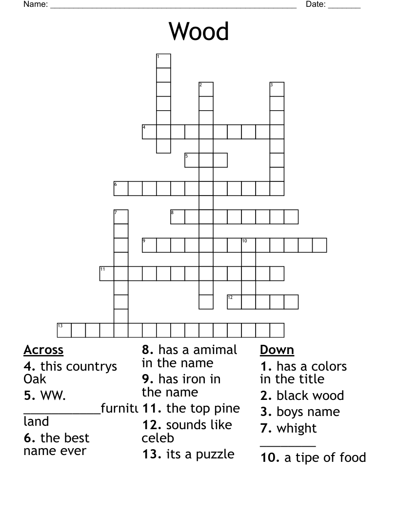 Wood Crossword WordMint