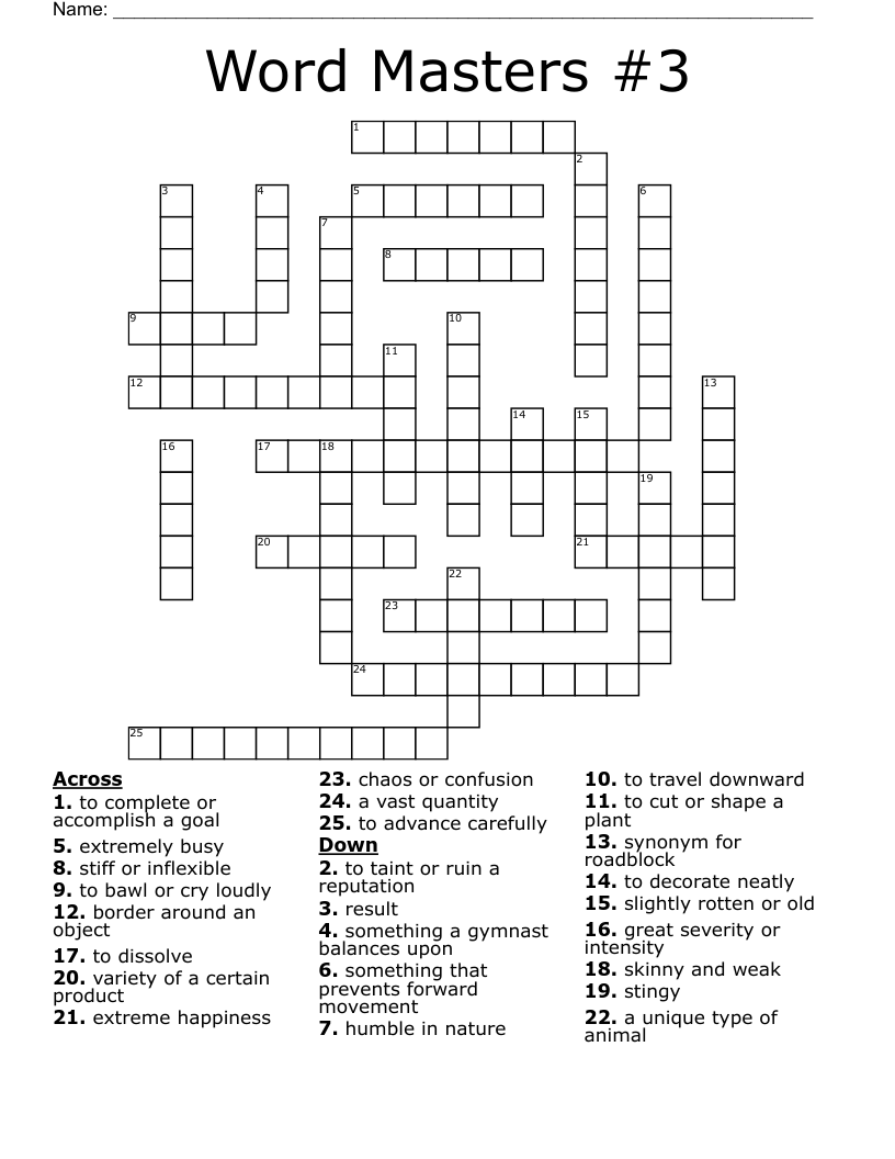 Word Masters 3 Crossword WordMint