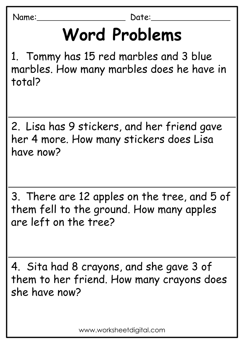 first grade math word problems