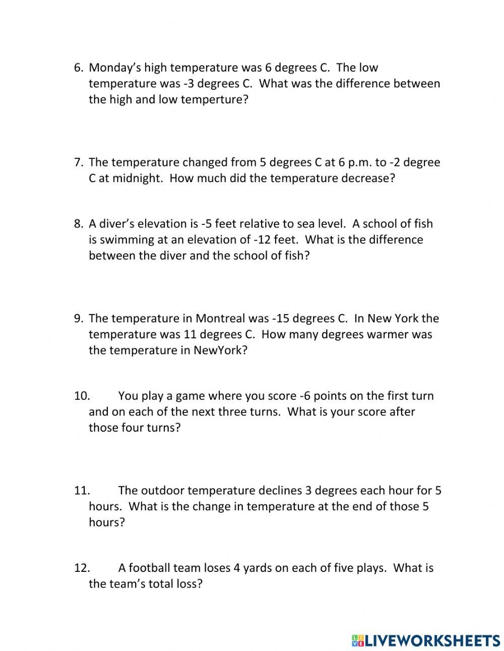 Word Problems Mixture Distance Money And Integer Worksheet For Worksheets Library