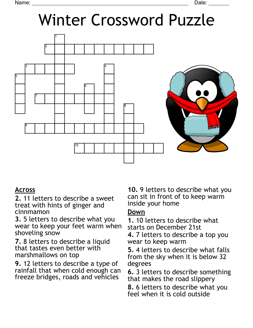 Words Of Winter Crossword WordMint Words Of Winter Crossword WordMint