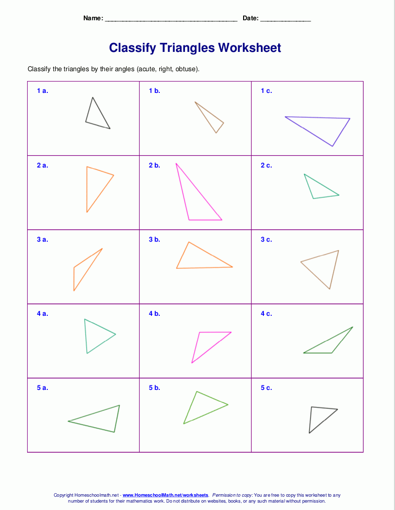 Worksheets For Classifying Triangles By Sides Angles Or Both