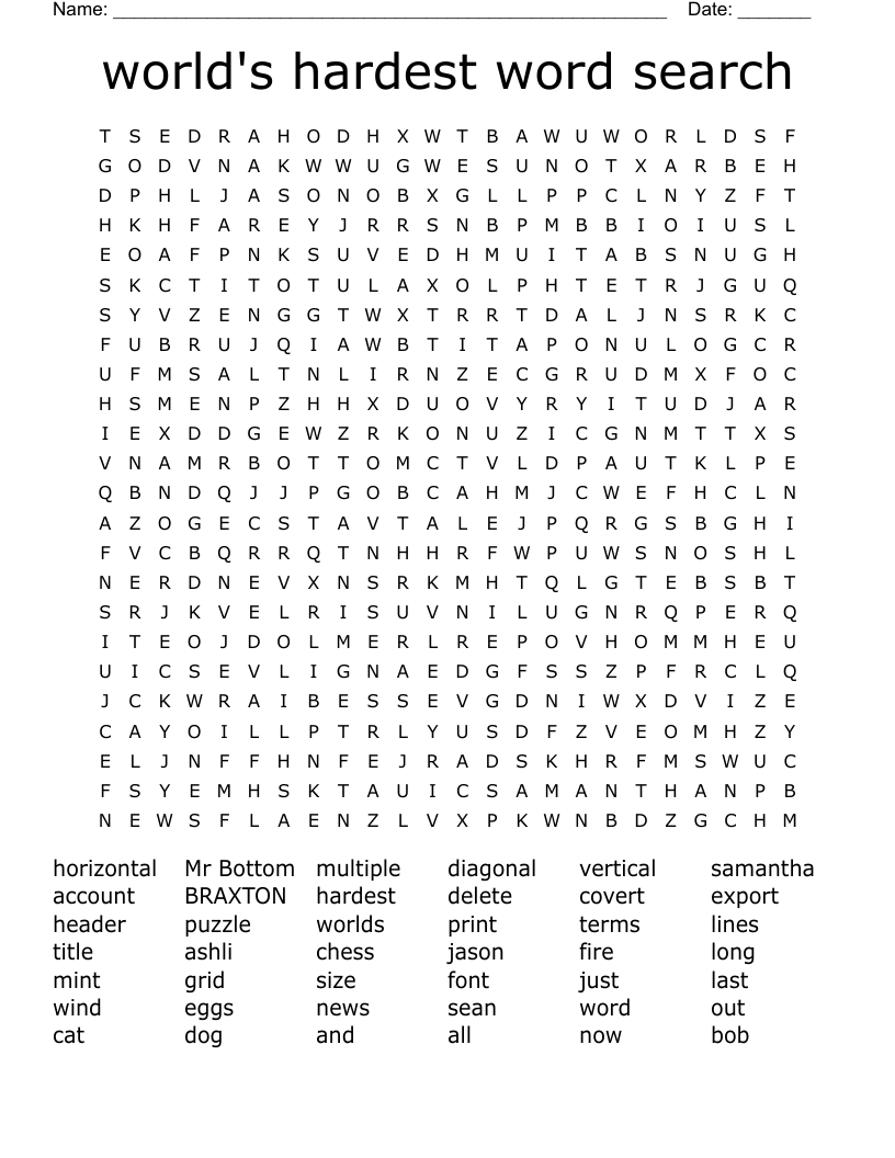 World s Hardest Word Search WordMint