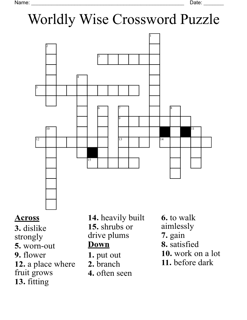 Worldly Wise Crossword Puzzle WordMint