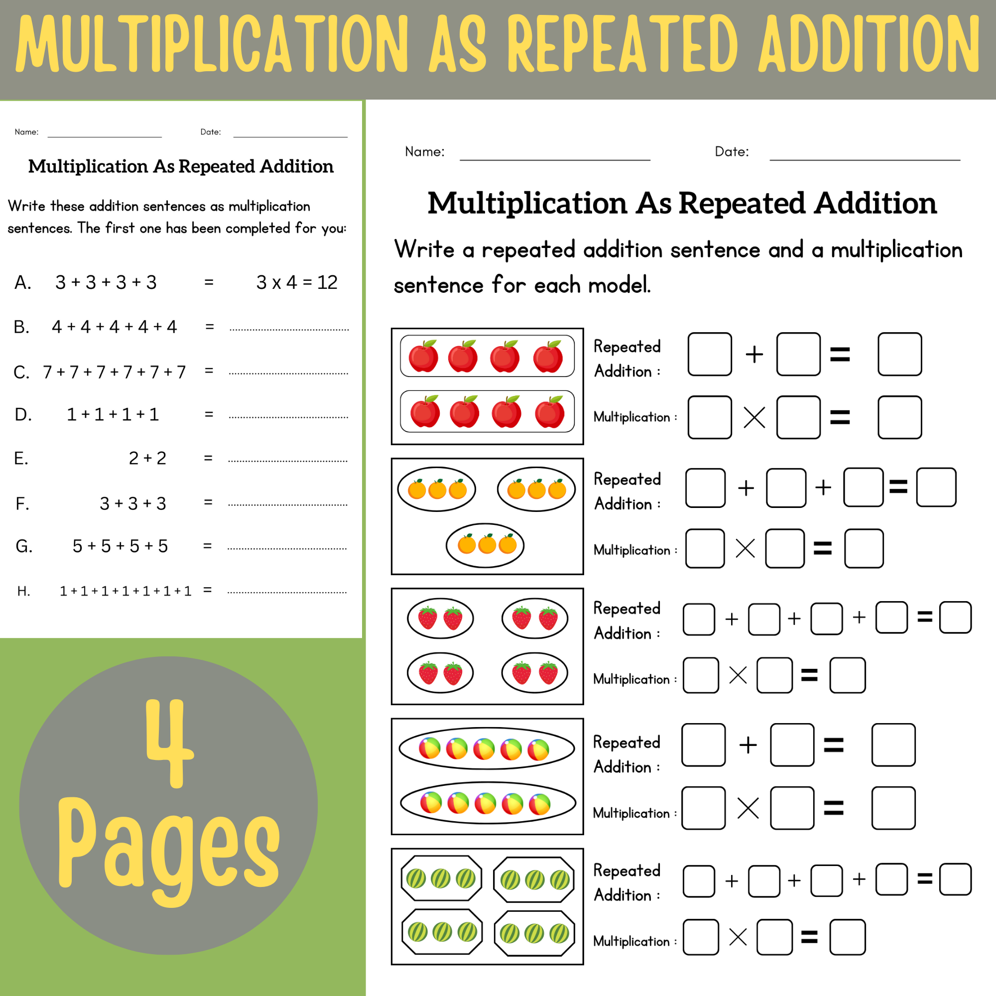 Write Multiplication As Repeated Addition Activities Worksheet For Grade 1 2 Made By Teachers