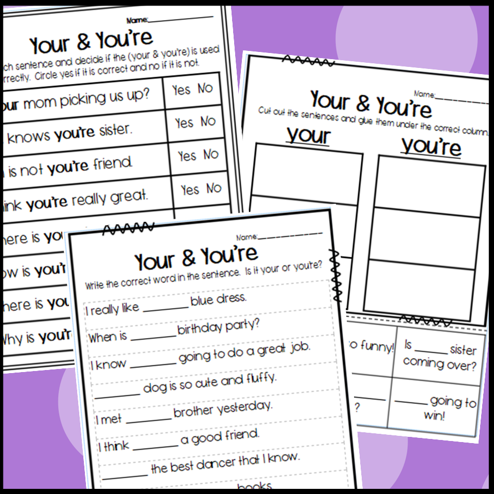 Your And You re Homophone Worksheets Made By Teachers